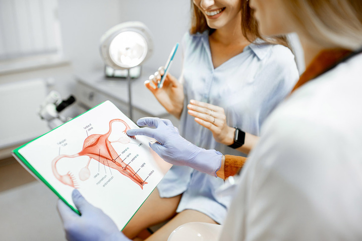 Kobieta u ginekologa przed zabiegiem biopsji endometrium